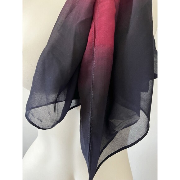 Charming Charlie Ombré Dyed Rectangular Scarf Burgundy Navy Peach GUC - Picture 8 of 8